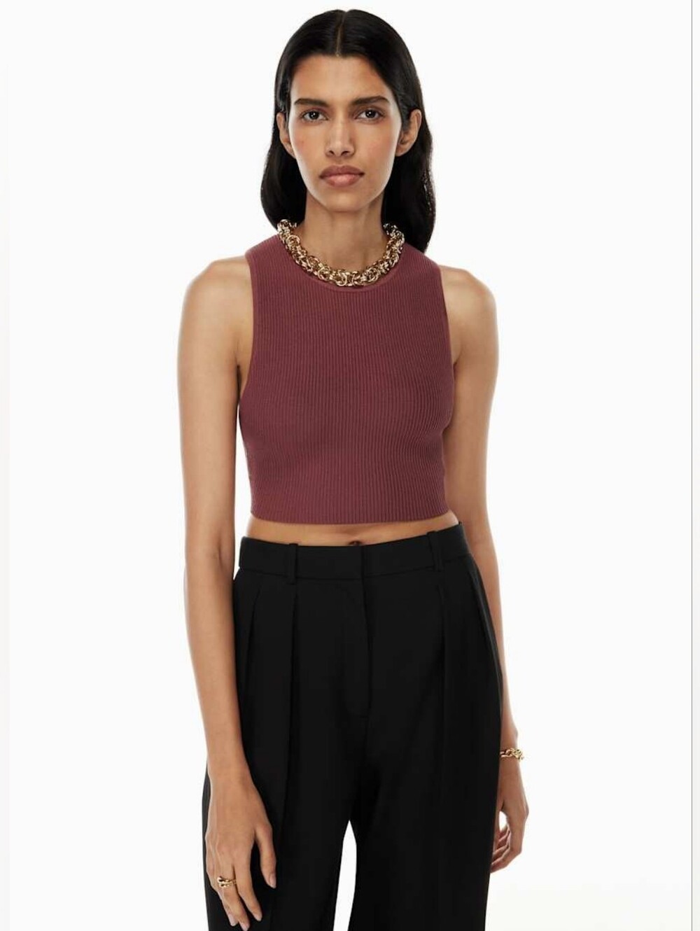 aritzia x Babaton sculpt knit racer cropped tank